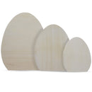 Set of 3 Unfinished Unpainted Wooden Easter Egg Shapes Cutouts DIY Craft 10 Inches