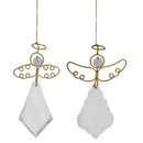 Set of 2 Clear Plastic Angels with Golden Wings Christmas Ornaments 3 Inches