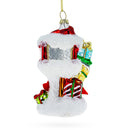 Snowy Red Mailbox Full of Gifts Glass Christmas Ornament