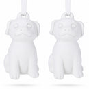 Set of 2 Blank Unfinished White Plaster Dog Christmas Ornaments DIY Craft 3.25 Inches