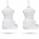 Set of 2 Blank White Unfinished Unpainted Plaster Teddy Bear Ornaments 3.5 Inches