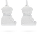 Set of 2 Blank White Unfinished Unpainted Plaster Teddy Bear Ornaments 3.5 Inches