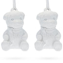 Set of 2 Blank White Unfinished Unpainted Plaster Teddy Bear Ornaments 3.5 Inches