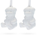 Set of 2 Blank White Unfinished Unpainted Plaster Teddy Bear Ornaments 3.5 Inches