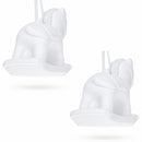 Set of 2 Unfinished Unpainted Blank White Plaster Rocking Horse Ornaments 3.5 Inches