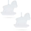 Set of 2 Unfinished Unpainted Blank White Plaster Rocking Horse Ornaments 3.5 Inches