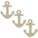 Set of 3 Unfinished Wooden Anchor Shape Cutout DIY Craft 4.25 Inches