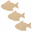 Set of 3 Unfinished Wooden Fish Shape Cutout DIY Craft 3.5 Inches
