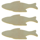 Set of 3 Unfinished Wooden Fish Shape Cutout DIY Craft 3.5 Inches