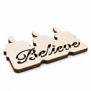 Unfinished Wooden Candle Shape with Text "Believe" Cutout DIY Craft 4.8 Inches
