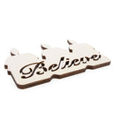 Unfinished Wooden Candle Shape with Text "Believe" Cutout DIY Craft 4.8 Inches