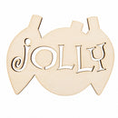 Unfinished Wooden Multiple Ornament Shape with Text "Jolly" text Cutout DIY Craft 5 Inches