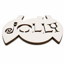 Unfinished Wooden Multiple Ornament Shape with Text "Jolly" text Cutout DIY Craft 5 Inches