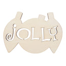Unfinished Wooden Multiple Ornament Shape with Text "Jolly" text Cutout DIY Craft 5 Inches