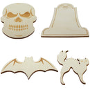 Set of 4 Unfinished Wooden Halloween Theme Shape Cutout DIY Craft 4.9 Inches