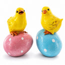 Set of 2 Chicks on Easter Egg Figurines 3.8 Inches