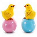 Set of 2 Chicks on Easter Egg Figurines 3.8 Inches