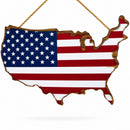Wooden USA Flag Sign United States Patriotic Display Board 10.5 Inches