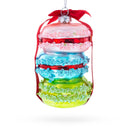 Gift Wrapped Macaroon Glass Christmas Ornament 4.2 Inches