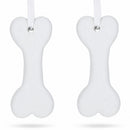 Set of 2 Blank Unfinished White Plaster Bone Christmas Ornaments DIY Craft 3.65 Inches