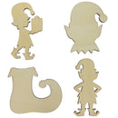 Set of 4 Unfinished Wooden Elf Shape Cutout DIY Craft 5 Inches