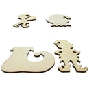 Set of 4 Unfinished Wooden Elf Shape Cutout DIY Craft 5 Inches