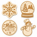 Set of 4 Unfinished Wooden Etched Winter Theme Cutout DIY Craft 4.8 Inches