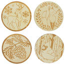 Set of 4 Unfinished Wooden Etched Animals and Forest Life Theme Cutout DIY Craft 4.4 Inches