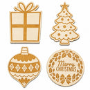 Set of 4 Unfinished Wooden Etched Traditional Christmas Theme Cutout DIY Craft 4.9 Inches