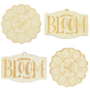 Set of 4 Unfinished Wooden Etched Flower Bloom Cutout DIY Craft 4.9 Inches