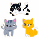 Set of 3 Painted Wooden Cats Cutout DIY Craft 4.5 Inches
