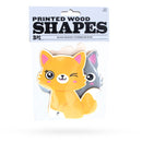 Set of 3 Painted Wooden Cats Cutout DIY Craft 4.5 Inches