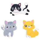 Set of 3 Painted Wooden Cats Cutout DIY Craft 4.5 Inches