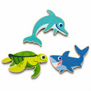 Set of 3 Painted Wooden Ocean Animals Cutout DIY Craft 5.4 Inches