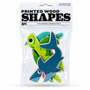 Set of 3 Painted Wooden Ocean Animals Cutout DIY Craft 5.4 Inches