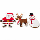 Set of 3 Painted Wooden Santa Cutout DIY Craft 4.9 Inches