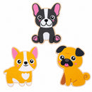 Set of 3 Painted Wooden Dogs Cutout DIY Craft 4.5 Inches