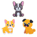 Set of 3 Painted Wooden Dogs Cutout DIY Craft 4.5 Inches