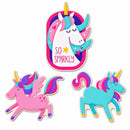 Set of 3 Painted Wooden Unicorns Cutout DIY Craft 5 Inches