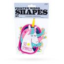 Set of 3 Painted Wooden Unicorns Cutout DIY Craft 5 Inches