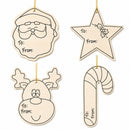 Set of 4 Unfinished Wooden Gift Tags Cutout DIY Craft 4.7 Inches