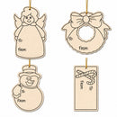 Set of 4 Unfinished Wooden Gift Tags Cutout DIY Craft 4.5 Inches