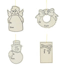 Set of 4 Unfinished Wooden Gift Tags Cutout DIY Craft 4.5 Inches