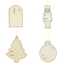 Set of 4 Unfinished Wooden Gift Tags Christmas Theme Cutout DIY Craft 4.7 Inches