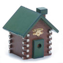 Painted Green and Brown Wooden House Cabin 4.25 Inches