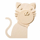 Unfinished Unpainted Wooden Cat Shape Cutout DIY Craft 6 Inches