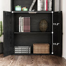 Industrial Bookshelf With Doors 11.8 Inch Depth 5 Shelves