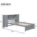 Twin Size Platform Bed with Storage Headboard and Lockers, Gray