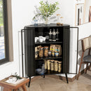 Modern 3-Tier Corner Storage Cabinet with Tempered Glass Doors, Removeable Shelves & Metal Frame - Freestanding Space-Saving Organizer for Bathroom, Kitchen, Bedroom, Living Room, or Small Spaces