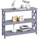 Gray Three Tier Console Table With Storage Shelves